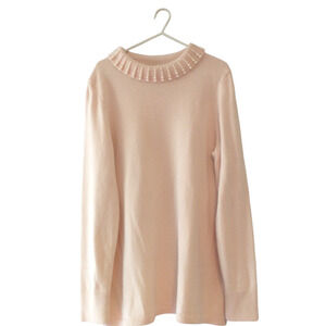 Talbots Women's Faux Pearl Turtleneck Sweater Large Cotton/Cashmere Long